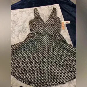 NWT GB Gianni Bini Black Gold Cut Out Sides Sleeveless Mini Dress Size Small